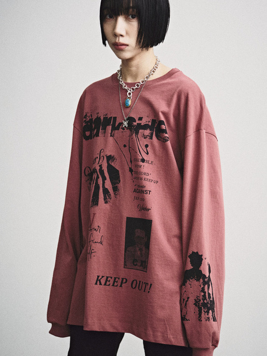 BIZARRE ARTWORK L/S T-SHIRT_WINE