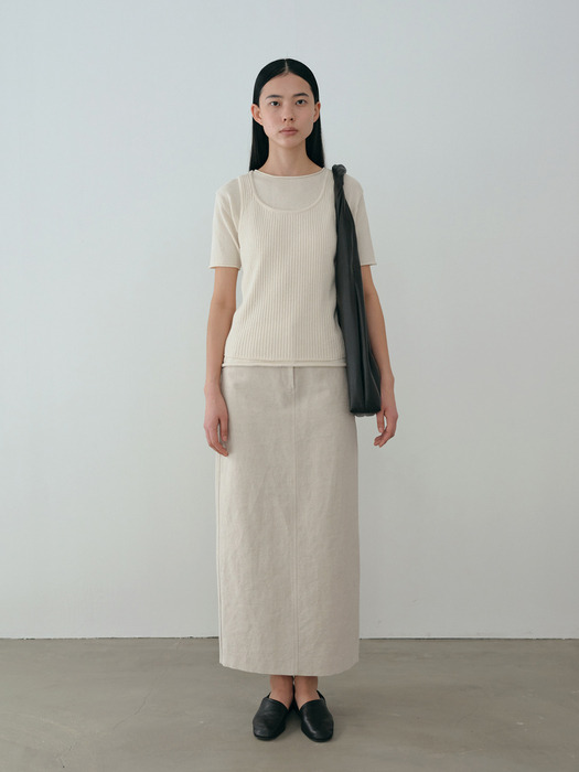 linen blend skirt (natural)
