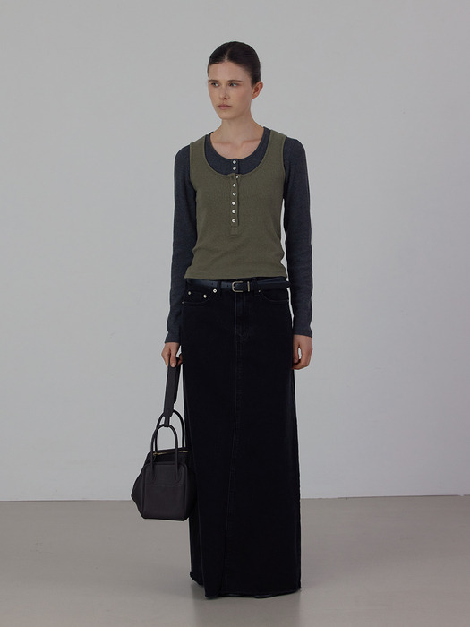 [8차 리오더] Long Slit Denim Skirt
