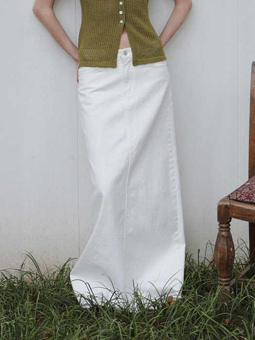 Long Slit Denim Skirt