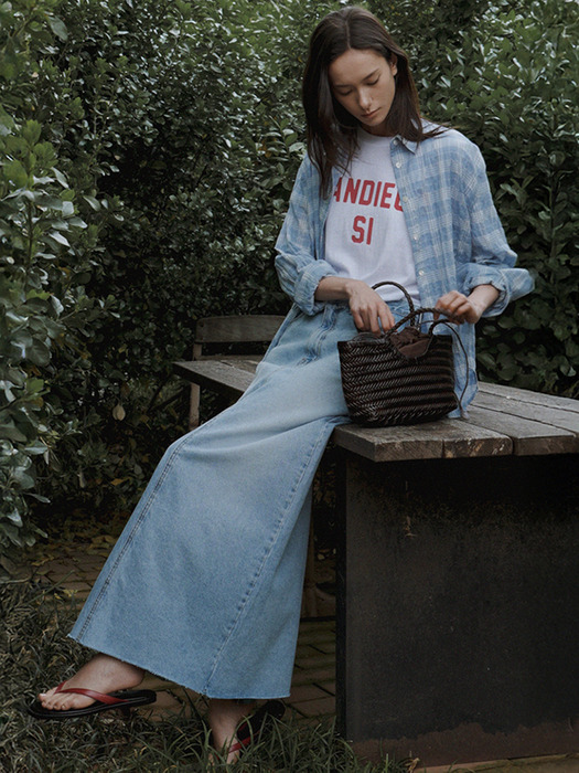 Long Slit Denim Skirt