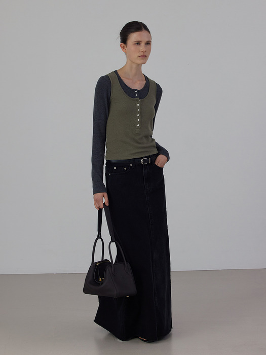 [8차 리오더] Long Slit Denim Skirt