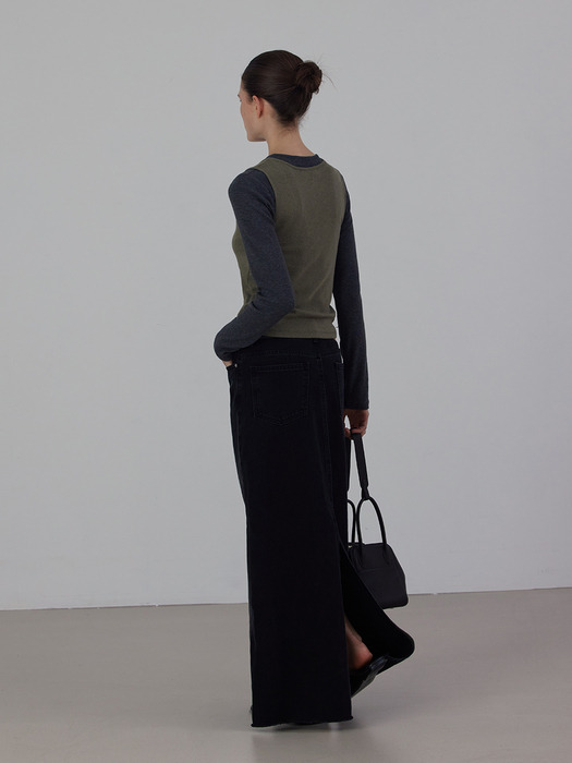 [8차 리오더] Long Slit Denim Skirt
