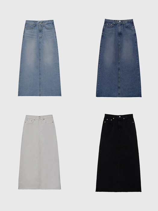 Long Slit Denim Skirt