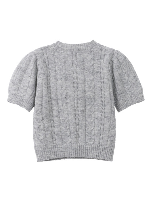 Wool Blended Twist Half Knit Top (Gray)