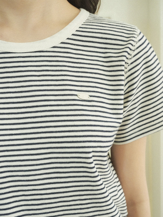 24SS_ 멜턴 스트라이프 티셔츠Melton stripe T-shirt (Ivory)