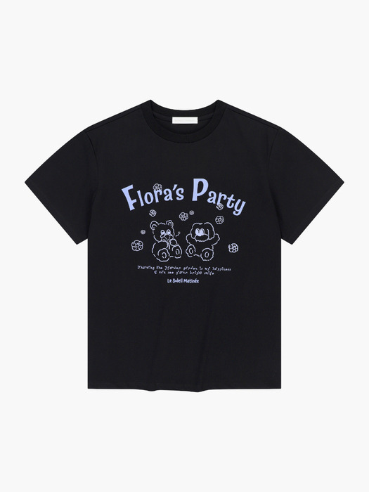 Women Floral Party Grpahic T-Shirts [BLACK]