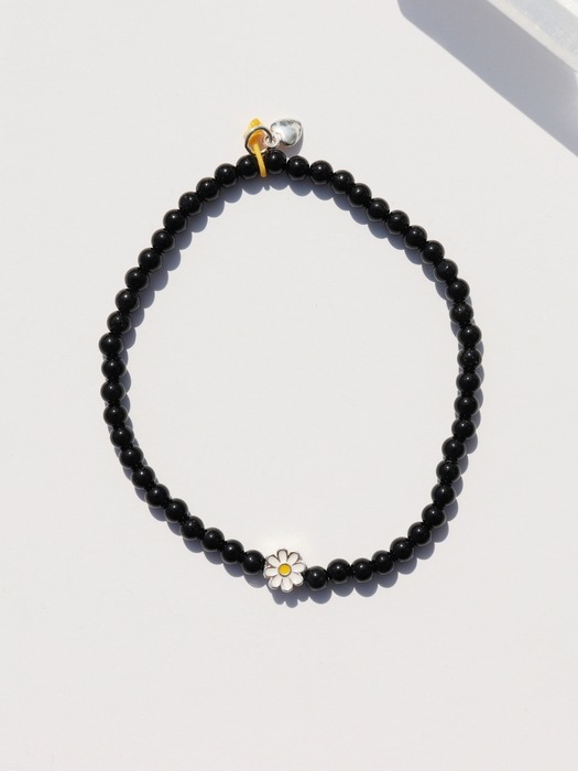 MY daisy charm onyx Bracelet 실버925 데이지 참 블랙 오닉스 팔찌