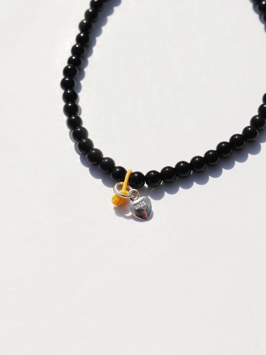 MY daisy charm onyx Bracelet 실버925 데이지 참 블랙 오닉스 팔찌