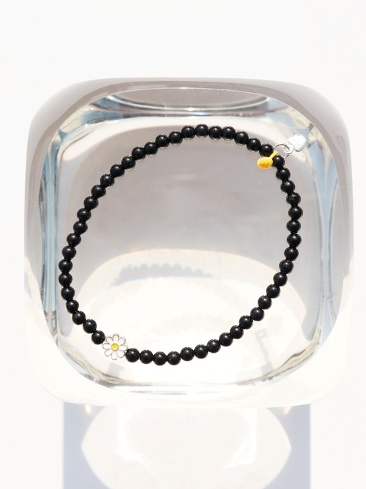 MY daisy charm onyx Bracelet 실버925 데이지 참 블랙 오닉스 팔찌