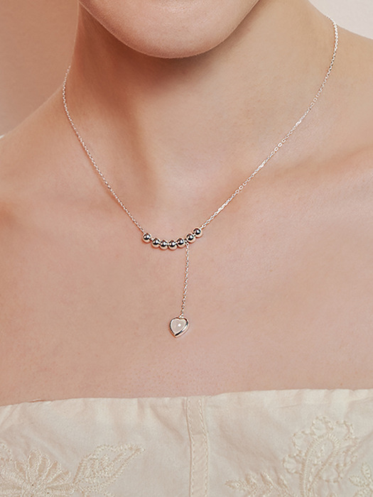 [sv925] heart Y drop necklace