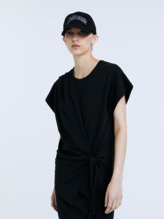 MARTINELLI Draped Layered Jersey Dress_Black