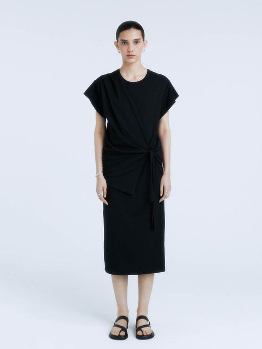 MARTINELLI Draped Layered Jersey Dress_Black