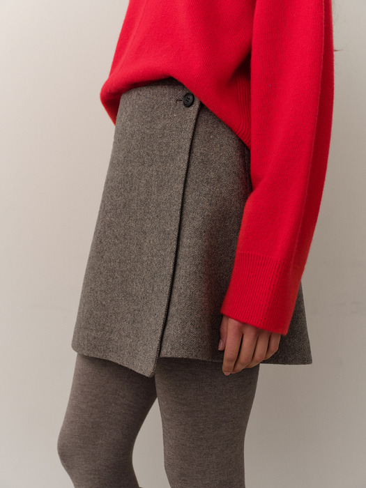 wool wrap mini skirt  (light brown)