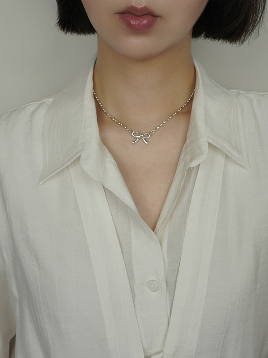 [Silver925] Ribbon hook choker necklace