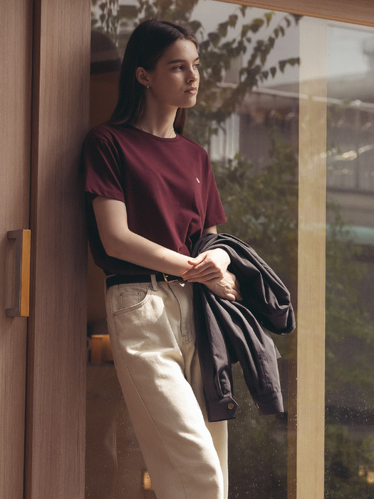 Silket cotton half sleeve t-shirt_Burgundy