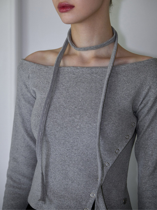 Eyelet Tie Long Sleeve [Gray]