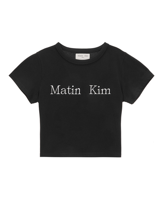 MATIN REVERSE PATCH LOGO CROP TOP IN BLACK