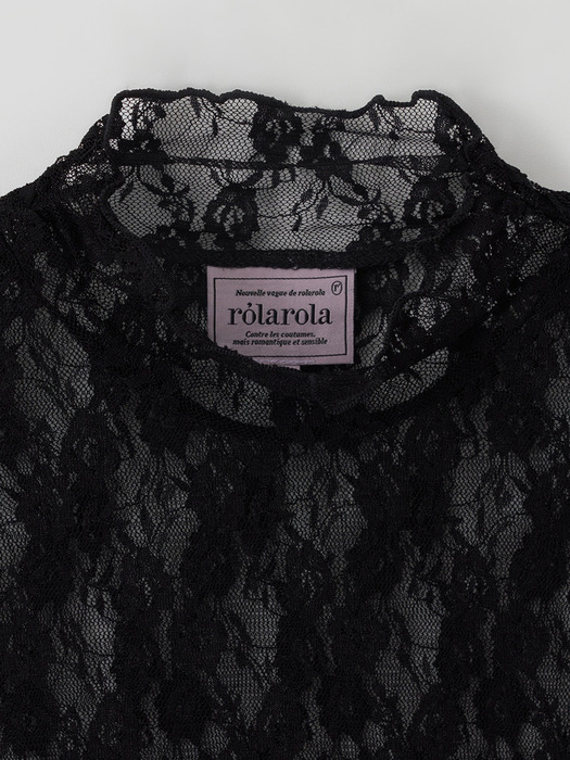 FLOWER LACE LAYERED T-SHIRT BLACK