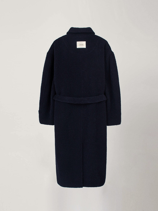 ALPACA BELTED DOUBLE COAT_NAVY