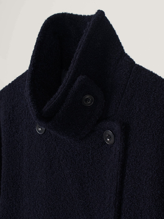 ALPACA BELTED DOUBLE COAT_NAVY