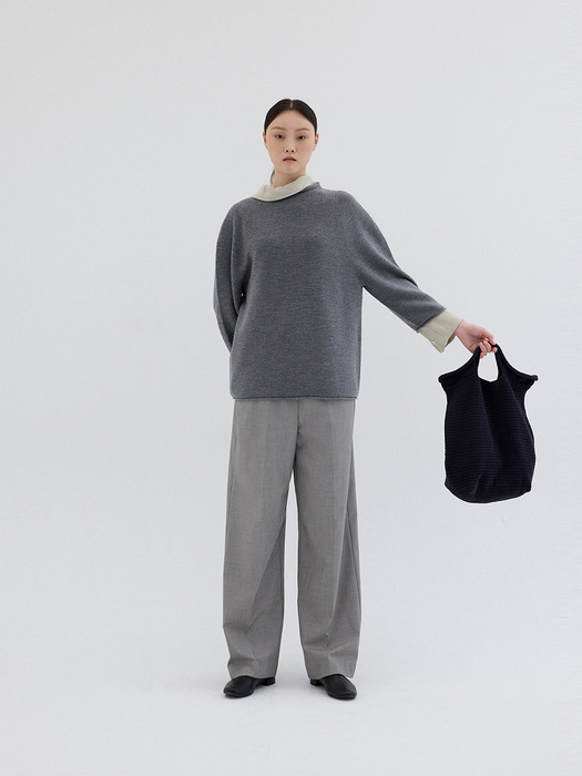 WOOL WHOLE GARMENT TOP_GREY