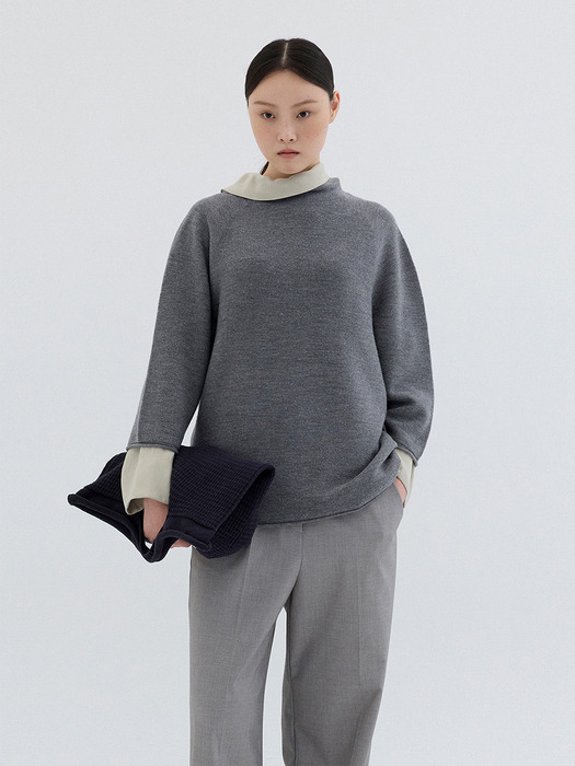 WOOL WHOLE GARMENT TOP_GREY