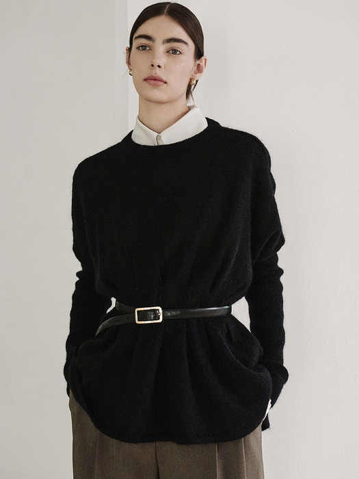 웨이스트 포인트 니트 블랙  WAIST POINT KNIT BLACK