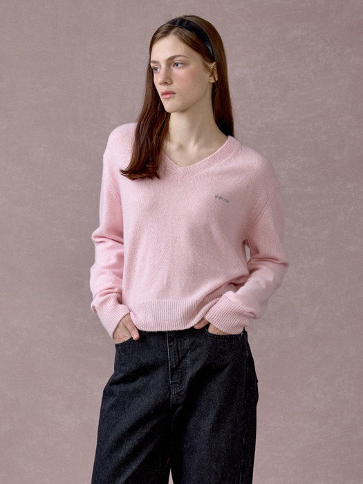 Basic V-neck Cashmere Wool Knit_5 Colors