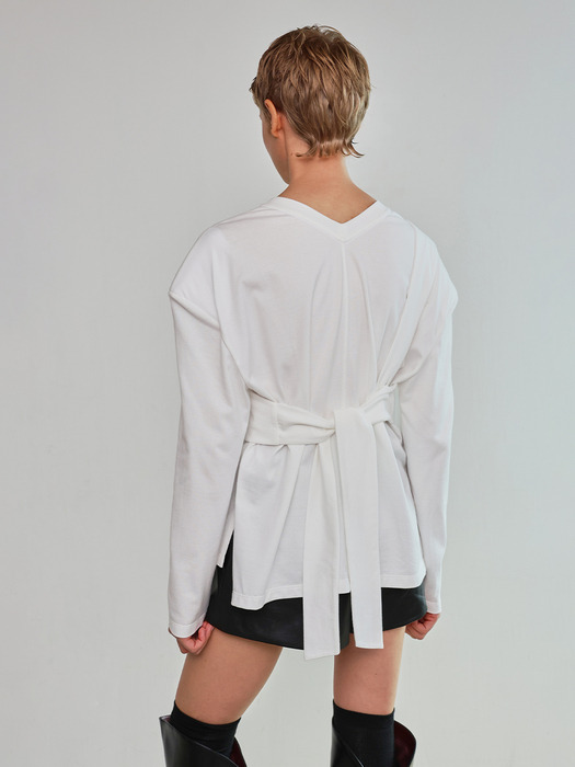 Over-shoulder Padded T-shirt _ White