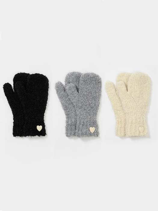 (선물포장) heart patch mittens gloves