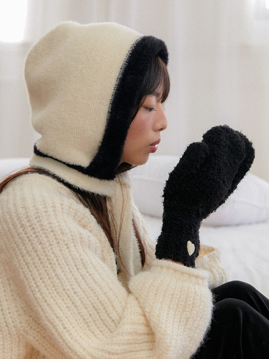 (선물포장) heart patch mittens gloves