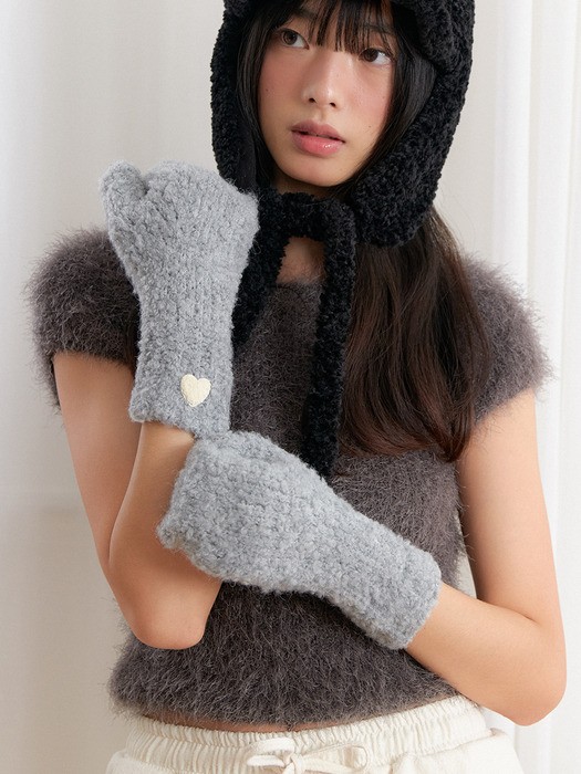 (선물포장) heart patch mittens gloves