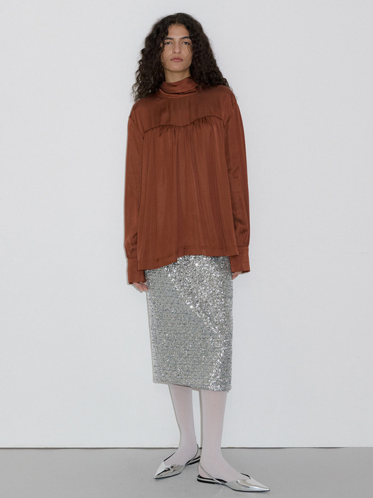 SPANGLE MIDI SKIRT_SILVER