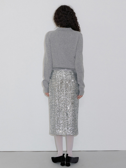 SPANGLE MIDI SKIRT_SILVER