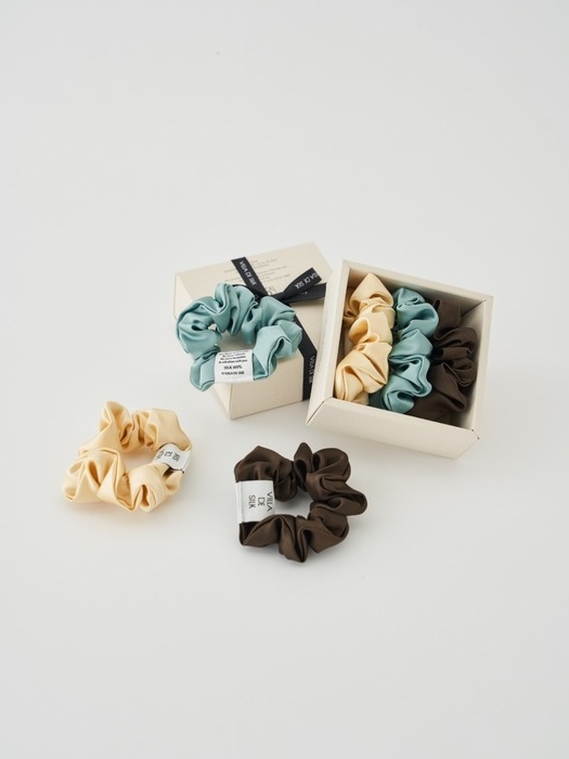 Baby scrunchie 3set(Butter/Teal green/Brown)