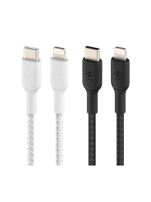 벨킨 부스트업 브레이디드 USB-C to 라이트닝 고속 충전 패브릭 케이블 1M CAA004bt1M