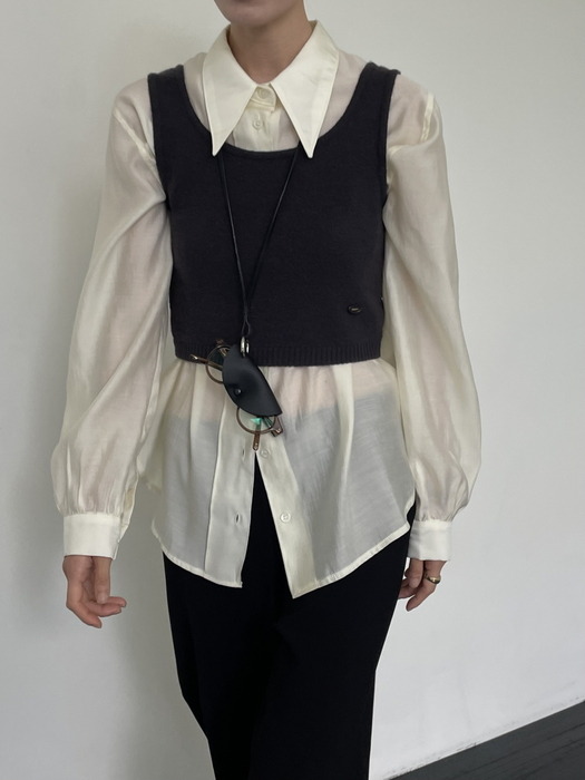 [단독]Glossy pocket classic blouse_ivory