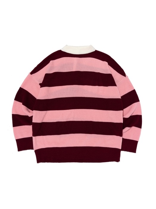 STRIPE COLLAR KNIT (PINK)
