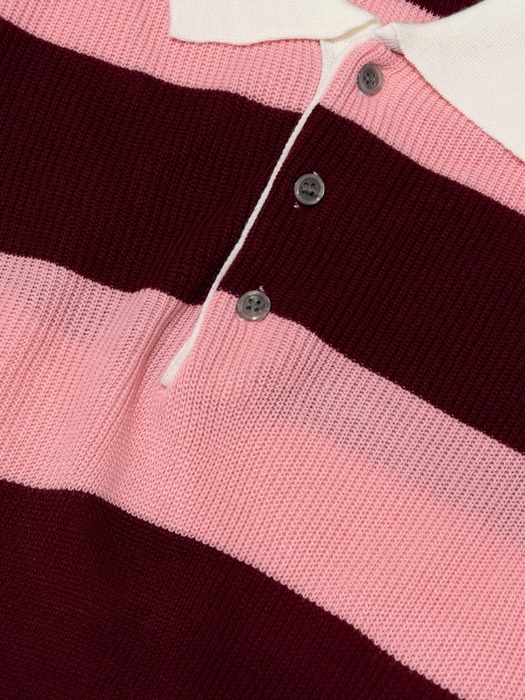 STRIPE COLLAR KNIT (PINK)