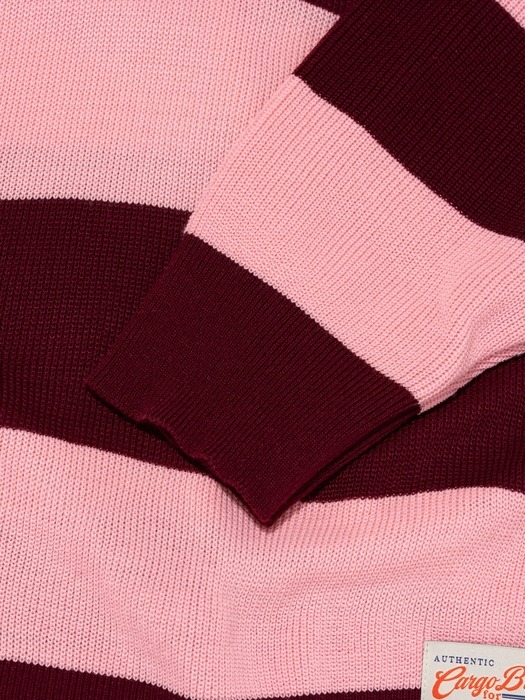 STRIPE COLLAR KNIT (PINK)