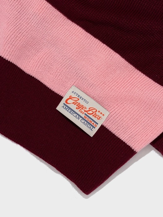 STRIPE COLLAR KNIT (PINK)