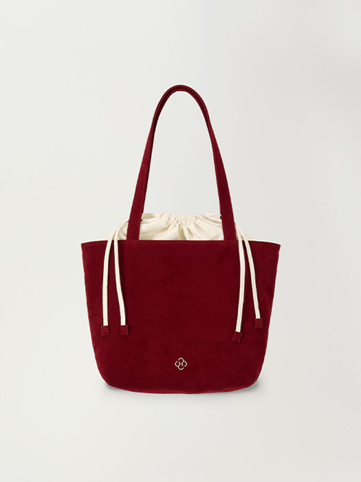 버드 스웨이드 드로우 스트링 백_와인