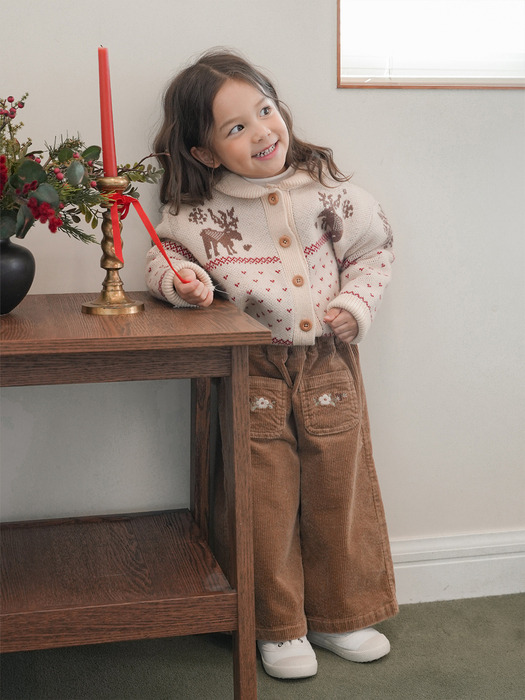 세렌 코듀로이 자수 팬츠 브라운