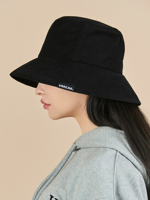 Wide brim washing bucket hat black