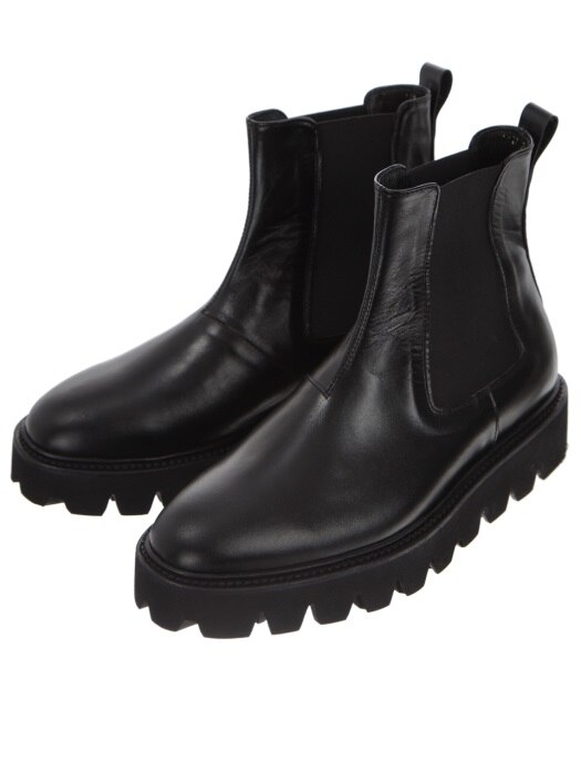 Black Leather Kip Chelsea Boots