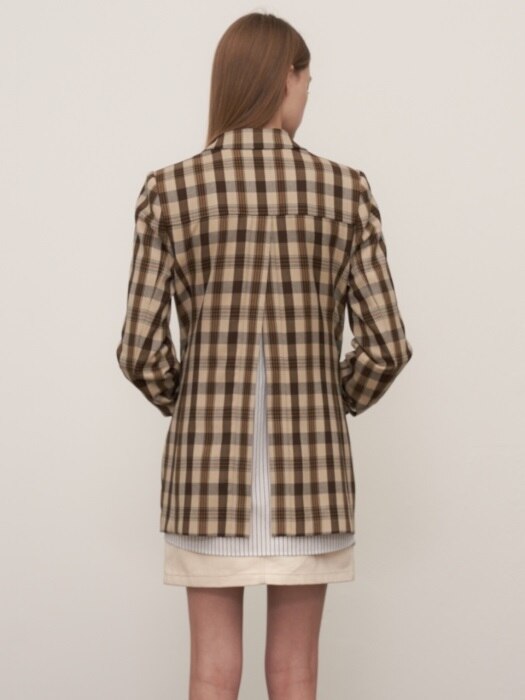 MH7 BACK SLIT CHECK JACKET_BR