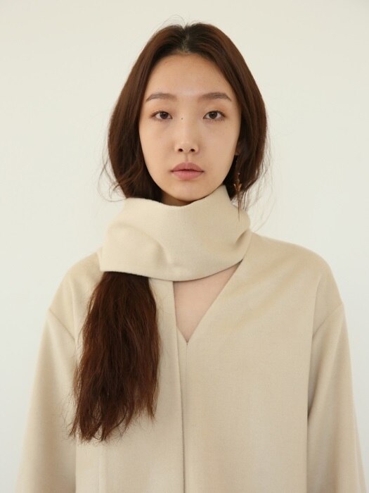 Muffler neck wool top(Beige)