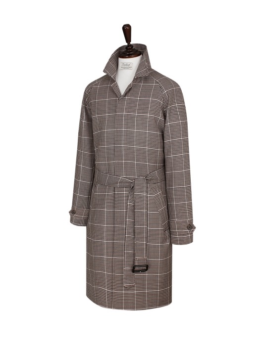 Limited Houndtooth check Balmaccan Coat (Brown/Beige)