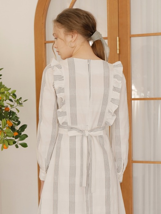 CHECK FRILL ONE-PIECE_WHITE